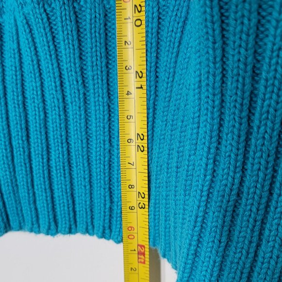 Vintage Blue 100% Cotton Collared Pocket Retro Knitted Short Sleeve Sweater Sz M - Picture 10 of 12